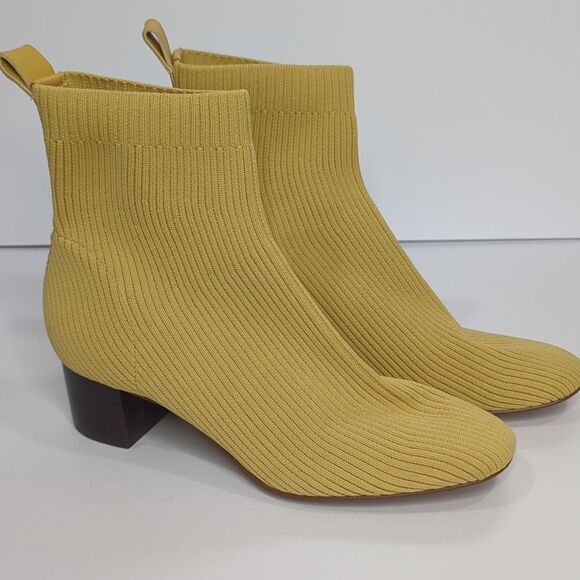Everlane Glove Boot Gold Knit Pull On Bootie Ankle Heeled Shoes Womens Size 6.5 - Picture 15 of 15